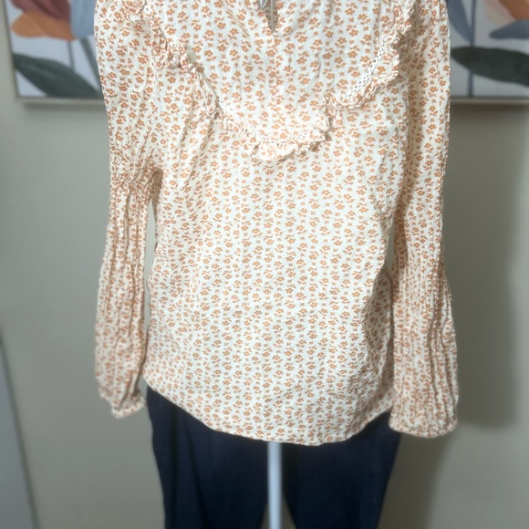 Madewell Cream and Orange Floral Blouse - Picture 5 of 6